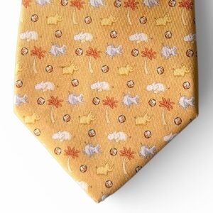 SALVATORE FERRAGAMO ITALY SILK ZOO HIPPO NOVELTY TIE